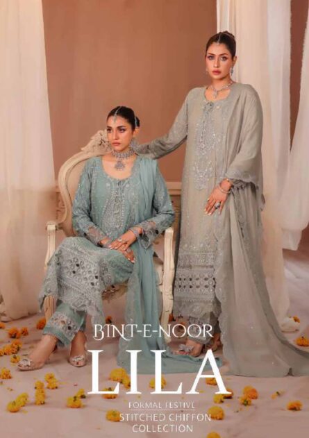 Bint-E-Noor Lila Chiffon Stitched Full CATALOG 2025 - Image 2